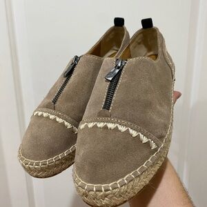 Patricia Nash Eva Women Suede Edpadrille Flats Brown Shoes with zipper